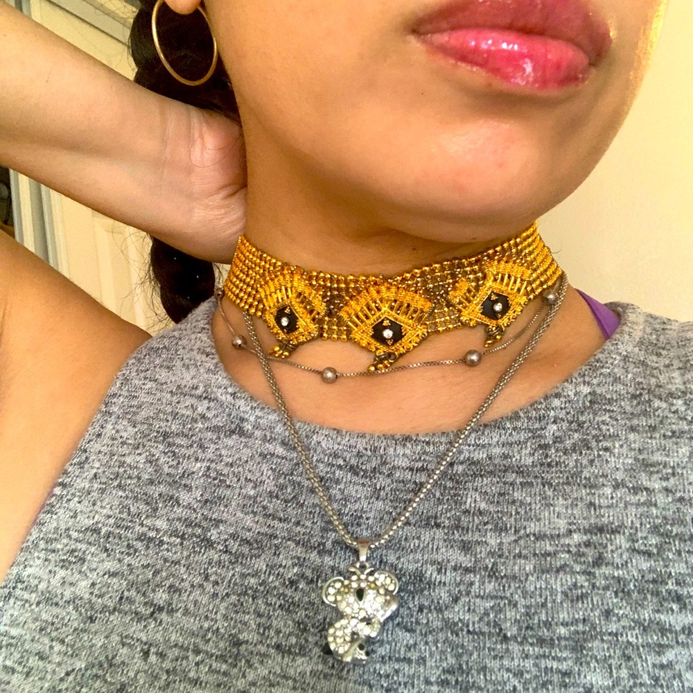 Gold tone choker